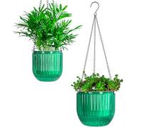 Josteve 5.3/8.2 Inch Self Watering Hanging Planter Indoor Plant Pots with Drainage Holes, Outdoor Small Hanging Planters Flower Pot Basket, Visible Water Level, Plant Hanger Home Decor, Gardening