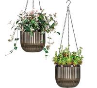 Josteve 6.5 Inch 2 Pcs Self Watering Hanging Planter Indoor Plant Pots with Drainage Holes, Outdoor Hanging Planters Flower Pot Basket, Visible Water Level, Plant Hanger Home Decor, Gardening