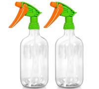 Josteve Cleaning Spray Bottles Hair Water Spray Bottle Plants Mister Sprayer Durable Trigger, Refillable, Clear Plastic 2x 500ml (3Pcs Misting Head) Empty Gardening Atomizer Hair Mister Mist