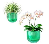 Josteve Self Watering Plant Pots Indoor, 21/13.5cm 2 Pack Plastic Flower Pots Orchid Garden Planters Outdoor for Herb, House Plant, African Violets, Visible Water Level Planter w/Drainage Holes
