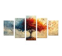 JOSUE 5 PCS Colourful Canvas Wall Art Tree Abstract Tree Canvas Kitchen Wall Art,Yellow,grey Picture For Living Room Office Kitchen Home Decor-80x150cm Unframed