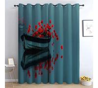 JOSUE Beach Themed Curtains Retro flowers Textured Farmhouse Curtains Printed Eyelet Rustic Drapes Window Treatment-28 W x 63" L (Pack of 2)
