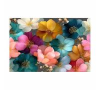 JOSUE Black And Silver Canvas Wall Art Colorful Flowers Print for Living Room, Bedroom, Dining Room, or Home Office Modern Decor,Nature Inspired Home Decoration(Turquoise 29)-30x45cm Unframed