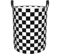 JosuE Black and White Checkered Laundry Basket Hamper Waterproof Collapsible Washing Bin Clothes Bag with Handles Freestanding Laundry Hamper for Bathroom Bedroom Dorm Travel