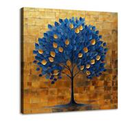 JOSUE Canvas Wall Art Tree of Life Large Print Elegant Modern Large Panoramic Landscape Artwork for Living Room Bathroom Office Home Decor(Blue 15)-60x60cm Framed