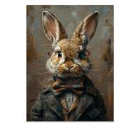 JOSUE Easter Canvas Wall Art Rabbit Cool Animals Canvas Kids Wall Art,Grey,white Pictures Living Room Bedroom For Bathroom Kitchen Office Home Decor-40x60cm Unframed