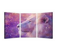 JOSUE Gray White Wall Art Modern Gold Silver Abstract Canvas Wall Art Lion Work House Decoration for Living Room Home Decor Pictures Walls Art(Purple 9)-50x70cmx3 Framed