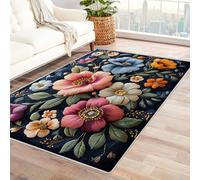 JOSUE Indoor Outdoor Rug - Large Boho Rugs Flower Rugs for Living Room Washable Rug for Bedroom Shot for Dining Room Kitchen Office(Purple 37)-60x90cm
