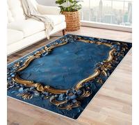 JOSUE Large Boho Rug Vintage Rugs Retro Bedroom Decor Rug Mat Kitchen Corridor Dining Area Rugs,Sunset Waves Beach Pattern(Gold 19)-120x150cm