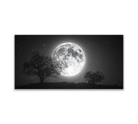 JOSUE Large Landscape Wall Art Moon Minimalist Large Canvas Wall Art For Living Room,Black,white Poster Bedroom Office Kitchen Artwork Home Decoration-40x80cm Unframed