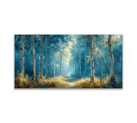 JOSUE Large Landscape Wall Art Tree Forest Canvas Wall Art For Living Room,Blue,grey Bathroom Decor Wall Art Prints For Bedroom Living Room-80x160cm Unframed