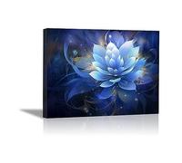 JOSUE Large Modern Abstract Gallery Canvas Prints, Black,blue Pictures Floral Paintings Canvas Wall Art for Living Room Kitchen Home Decorations - 50x70cm Framed