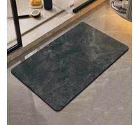 JOSVRAC Black Stone Quick Dry bath mat 40x60cm thin black marble floor mat absorbent bathroom mat with quick water Non-slip absorption and rubber backing, Living Room door mat (15.7x23.6inch)