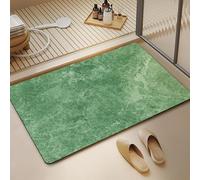 JOSVRAC Green bath mat Non-slip bathroom mat, absorbent bath rug with quick water absorption and rubber backing, door mat green marble floor mat, washable shower mat green 40x60cm(15.7x23.6inch)