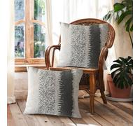 JOSVRAC Grey Cushion Cover Gray and white Square Chenille stripes Throw Pillow Case Set Cushion Covers for Living Room Sofa Bed Bedroom Home Decor Garden Couch decoration pillowcase 45x 45cm set of 2