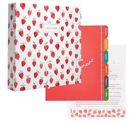 Jot & Mark 8.5" x 11" 3 Ring Recipe Binder with Spill-Proof Clear Binder Sleeves Sheet Protector, 30 Dual-Sided Recipe Card Pages for Written & Printed Recipes, Tabbed Dividers, Strawberry Wilds