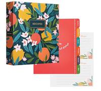 Jot & Mark 8.5" x 9.5" 3 Ring Recipe Binder with 50 Matching 4x6 inch Recipe Cards, 25 Top & Bottom Binder Sleeve Sheet Protector, 5 Full-Page Undivided Sleeves, 6 Sturdy Divider Tabs, Winter Orchard