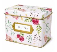 Jot & Mark Decorative Recipe Tin Box | 4x6 Recipe Card Holder
