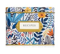 Jot & Mark Decorative Recipe Tin Box for Recipe Cards, Greeting Card Holder | Holds Hundreds of 4” x 6” Cards