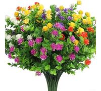 Jotekonoby 12 Pack Artificial Flowers Outdoor Decor - Realistic Faux Plants for Garden, Patio, Porch or Indoor Floral Arrangement, Durable Non-Fading Plastic(mixed colors)