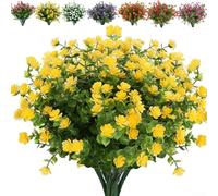 Jotekonoby 12 Pack Artificial Flowers Outdoor Decor - Realistic Faux Plants for Garden, Patio, Porch or Indoor Floral Arrangement, Durable Non-Fading Plastic(yellow)