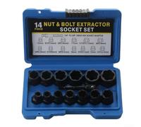 Jotekonoby 14pcs Screw Bolt Extractor Set Nut Removal Wheel Lock Remover Hex Socket Adaptor