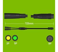 Jotekonoby 1T2 Cable for Mountain For Bike Ebike - 8Pin to 5Pin Display and 3Pin Throttle Grip Controller Instrumentation Extension, Compatible with Quantum(1T2 725mm)