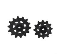 Jotekonoby 2 Pcs 10T Rear Derailleur Wheels for 6-7 Speed, Plastic Guide Pulleys Compatible with Tourney TX and Acera Groupsets, Black