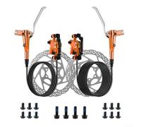 Jotekonoby 2-Piston Hydraulic Brake Set with Front 800mm and Rear 1400mm Hose Disc Brake Kit for Mountain Bikes, Aluminum Alloy Construction(Orange)