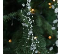 Jotekonoby 2M Clear Glass Vine String of Pearls Icicle Christmas Tree Ornament with Ice Crystal Hanger for Festive Wedding and Holiday Seasonal Décor(White)