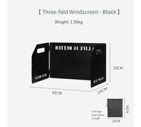 Jotekonoby 3-Panel Foldable Windshield for Camping Stove, 45x35cm Aluminum Alloy Wind Barrier with Heat-Resistant Coating, Compact & Lightweight, Includes Sto(BLACK)