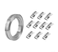 Jotekonoby 304 Stainless Steel Hose Clamp - Adjustable Cable Tie Kit for Garden Fence, Pole Mounting, Waterproof Wire Fastener, Rust Proof Cable Mount