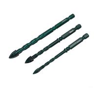 Jotekonoby 3PCS Eccentric Drill Bit Set for Glass, Tile, Concrete - 6mm+8mm+10mm Carbide Triangle Drill Bits with 1/4 inch Hex Shank, Compatible with 24V+ Drills(A)