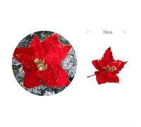 Jotekonoby 4 Pack Christmas Tree Hanging Flowers, Cloth and Plastic Decorative Ornaments for Holiday Seasonal Decor, Vibrant DIY Adjustable Fake Flower Bouquet(Red)