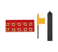 Jotekonoby 5/8" Lathe Turning Tool Holder Scmcn1616H09-80 with 10Pc Ccmt09 Carbide Inserts for External Turning Operations - 16Mm Shank Diameter, R