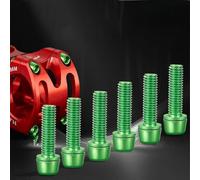 Jotekonoby 6 Pcs Titanium-Plated Stainless Steel For Bicycle Stem Screws, M5 x 18mm for Mountain and Road Bikes, Durable -Resistant Handlebar Fasteners(green)