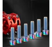 Jotekonoby 6 Pcs Titanium-Plated Stainless Steel For Bicycle Stem Screws, M5 x 18mm for Mountain and Road Bikes, Durable -Resistant Handlebar Fasteners(Colorful)