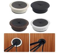 Jotekonoby 60MM Desk Cord Grommet Wire Hole Cover for Office Desk, Desktop Cable Management Box, ABS Cable Outlet Port 60mm, White Black Grommet with Easy(Black)