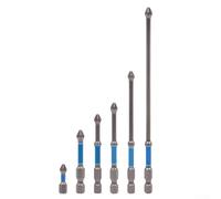 Jotekonoby 6PC Magnetic Cross Head Screwdriver Bit Set with Non-Slip Design, HRC60 Hardness Metal for Electric Screwdrivers, 50mm 65mm 75mm 100mm 150mm, 1/4