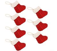 Jotekonoby 7PCS Christmas Socks, Christmas Tree Decoration Pendant, 11x7x10cm Mini Knit Xmas Stockings, Family Holiday Party Decor Supplies(red)