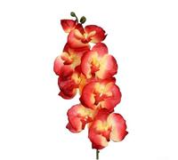 Jotekonoby 8-Head Phalaenopsis Artificial Flower Single Plant for Home and Wedding Decoration, Realistic Orchid Floral Arrangement with Flexible Stems, Autumn(Red and Yellow)