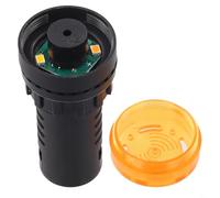 Jotekonoby AD16-22SM Sound and Light Alarm with Red LED Indicator, Flashing Buzzer for AC/DC 12V 24V 220V, Compact 22mm Signal Light with High Brightness and Low Current(Yellow ACDC 12V)