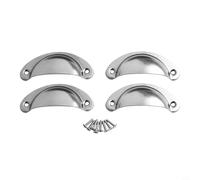 Jotekonoby Antique Cup Pull Handles 4 Pack Iron Semicircle Drawer Pulls Retro Bronze Cabinet Hardware for Kitchen Cupboard Furniture Classic Style(Chrome)