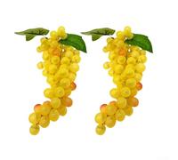 Jotekonoby Artificial Grapes Bunch Home Decoration, 2-Pack Simulation Fruit Model Made of Soft Rubber Foam, 11.5 Inch Fake Grapes for Wedding Party and(yellow)