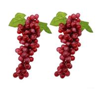 Jotekonoby Artificial Grapes Bunch Home Decoration, 2-Pack Simulation Fruit Model Made of Soft Rubber Foam, 11.5 Inch Fake Grapes for Wedding Party and(red)