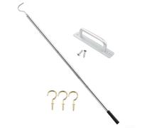 Jotekonoby Attic Ladder Pull Down System Kit with Stainless Steel Extension Rod and Aluminum Handle for Roof Window Opener Tool, Hard to Reach Windows Operator