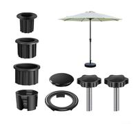 Jotekonoby Base Ring Adapter Set With Plastic Sleeves Fixing Screws, Plastic Pipe Sleeve Fixing Screws Terrace Umbrella Stand Parts Pole Cover Hole Cover