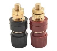 Jotekonoby Brass Binding Post M8 Thread 555 Type, High Current Terminal 200A for Welding Machines and Charging Generators, Insulated Screw Terminal Red Black