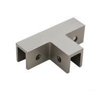 Jotekonoby Brass T Shape Wall Mount Shower Door Glass Bracket Holder for 8-12mm Glass Panels with Chrome Finish and Concealed Design for Modern Bathroom(Nickel)