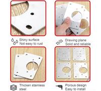 Jotekonoby Cabinet Hinge Repair Plate Stainless Steel Furniture Door Hinge Mending Kit with Mounting Screws for Kitchen Cupboard Drawer 90x50mm(10pc-A+B)